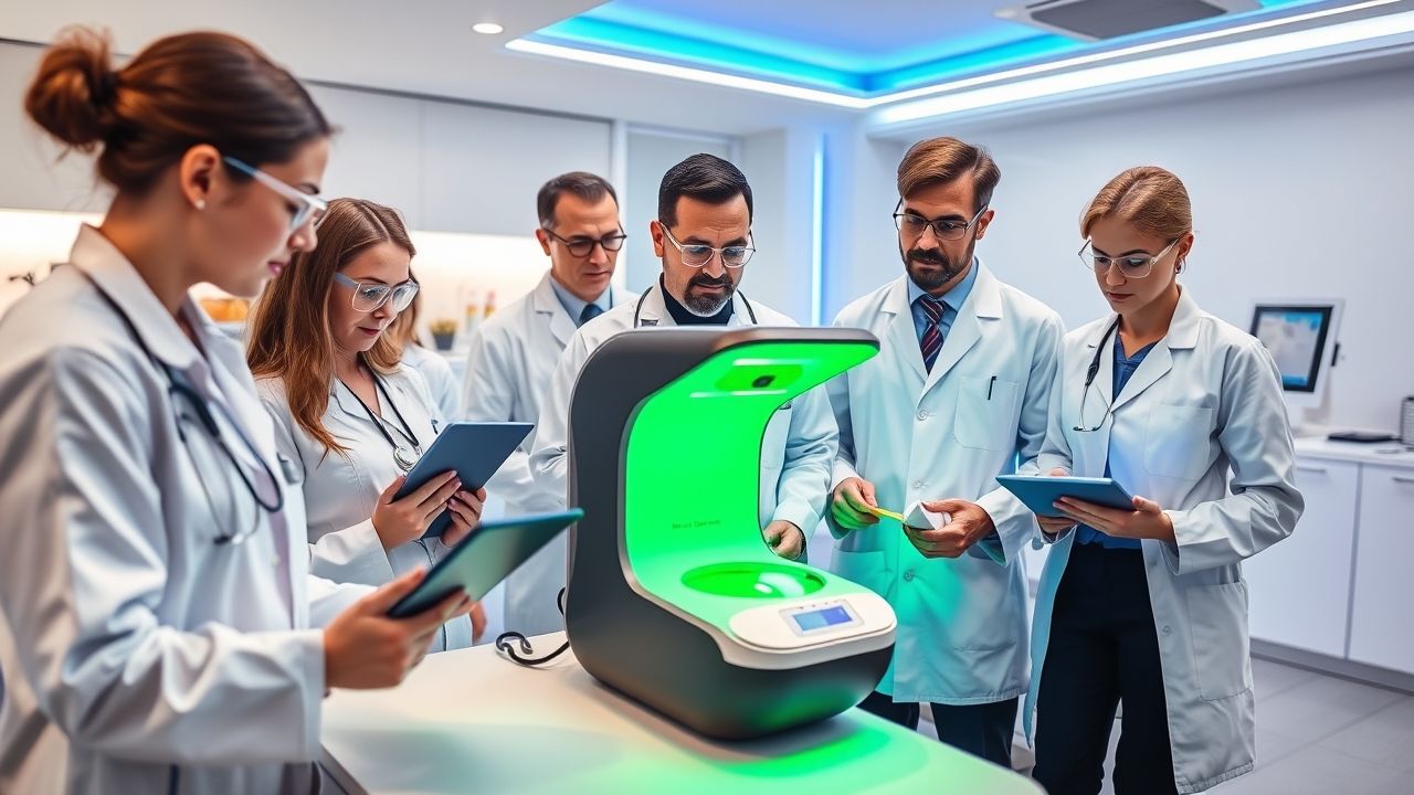 medical staff learning to use wellhealthorganic laser technology