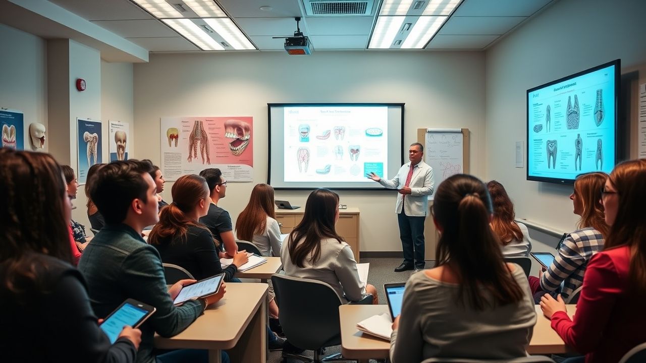 Students studying dental hygiene at a top U.S. university program.