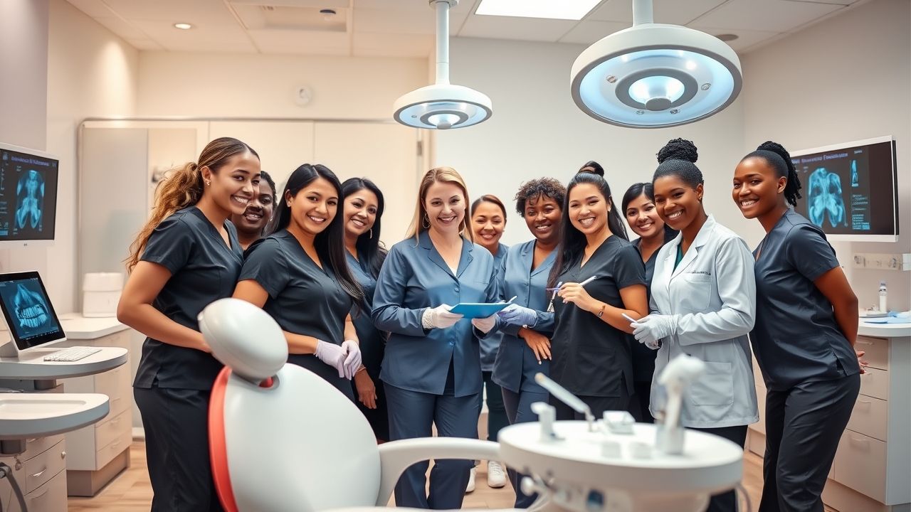 "Group of professionals working in dental hygienist jobs across the US"