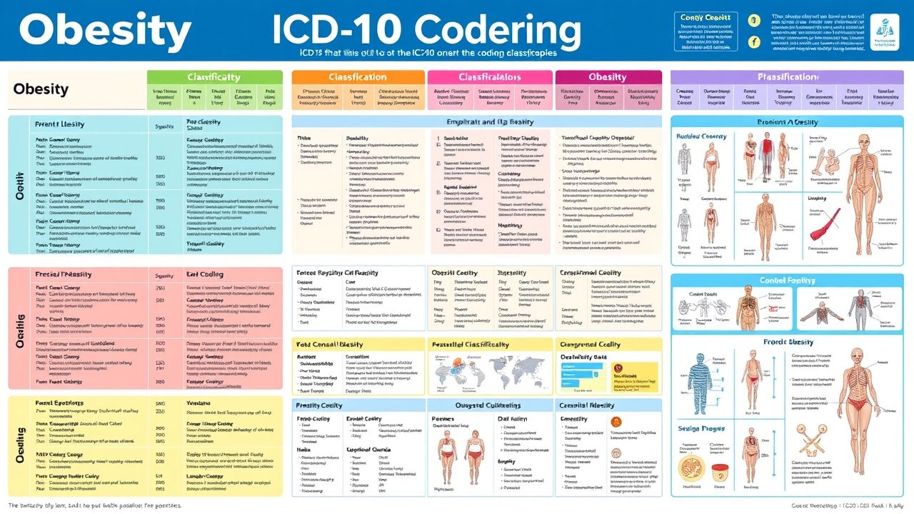 Chart showing different obesity ICD-10 codes including class 1, class 2, and class 3.