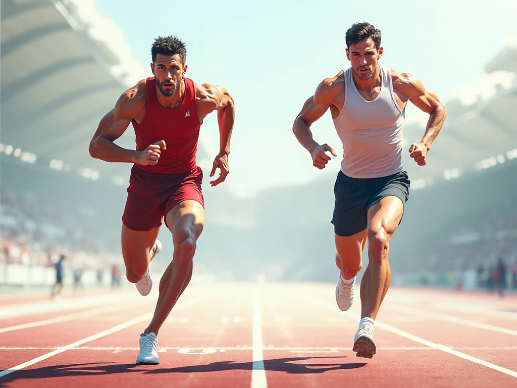 Sprinter showing stamina and marathon runner showing endurance